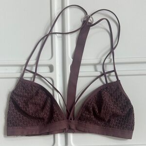 Free People Strappy Lace Bralette in Dark Brown